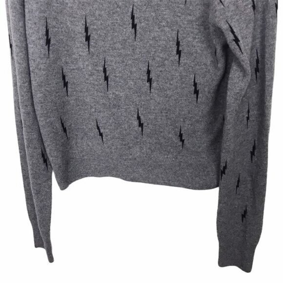 Kate Moss Equipment Gray Ryder 100% Cashmere Lightning Bolt Sweater NWT Large - Picture 6 of 11
